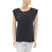Zadig & Voltaire Beaded Embellished Metallic Black Blouse Top