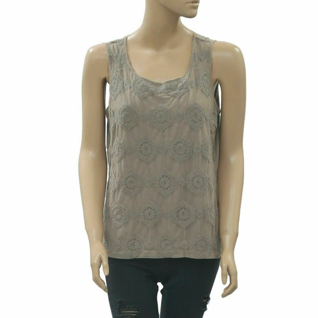 By Chico's Mesh Embroidered Blouse Tank Top S