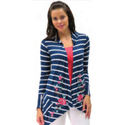 Caite Anthropologie Kiara Embroidered Striped Printed Cardigan XS