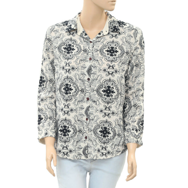 Free People Embroidered Blouse Shirt Top S