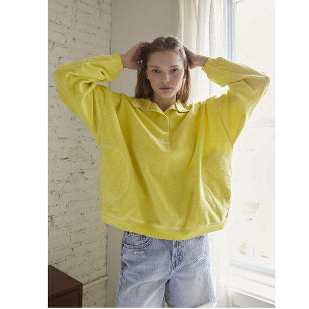 Out From Under Urban Outfitters Jacintha Reverse Henley Sweatshirt Top