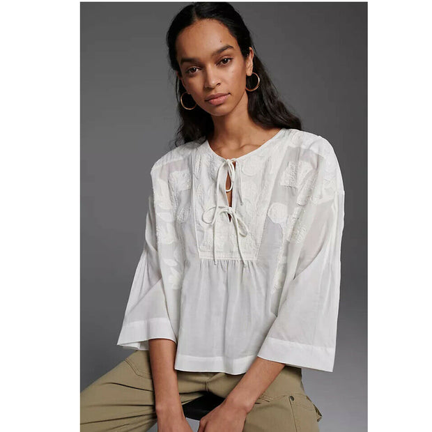 Anthropologie Catrina Embroidered Blouse Top S