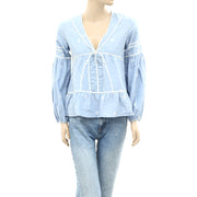 Ulla Johnson Dot Floral Embroidered Blouse Top XS