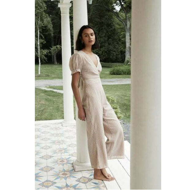 Free People Striped Boundry Jumpsuit Dress S 4