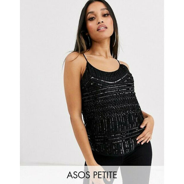 Asos Bead & Sequin Embellished Camisole Blouse Top S-P