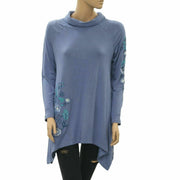Soft Surroundings Amelia Floral Embroidered Turtle Top S