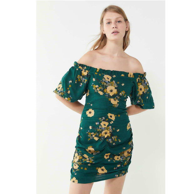 Urban Outfitters Ruched Floral Printed Mini Dress M