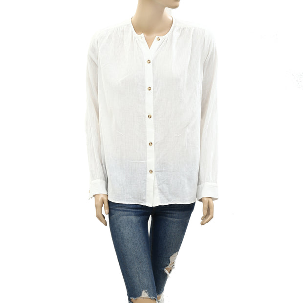 Des Petits Hauts Solid Buttondown Shirt Tunic Top S