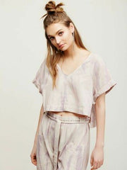 Intimately Free People Tie & Dye Pullover Crop Blouse Top S