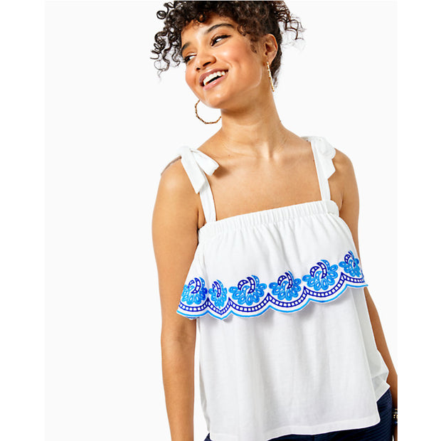 Lilly Pulitzer Benita Scalloped Blouse Tank Top