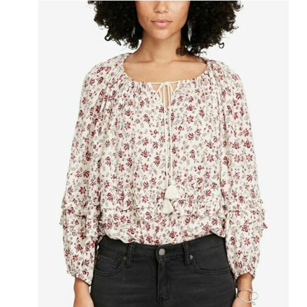Denim & Supply Ralph Lauren Floral Printed Ruffle Blouse Top XXS