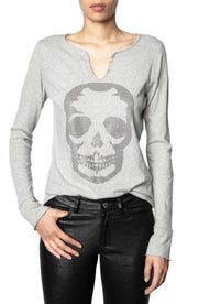 Zadig & Voltaire Aqua Skull Tee Shirt Blouse Top M