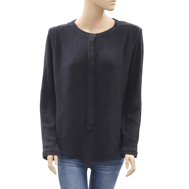 IRO Long Sleeve Black Cotton Blouse Top S