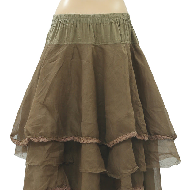Ewa I Walla Lagenlook Tiered Tine Layered Banded Skirt M