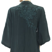 Closed Floral Embroidered Coverup Tunic Top Kimono S