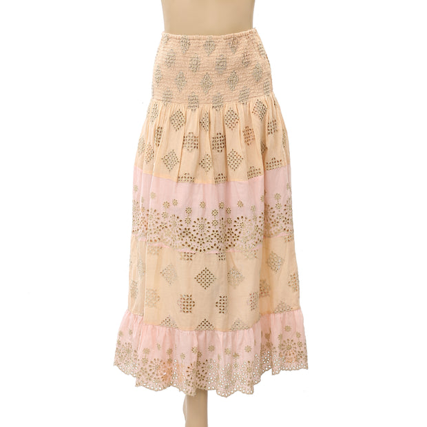 PQ Swim Anthropologie Namaste Evie Smocked Cover UP Tube Midi Dress Skirt