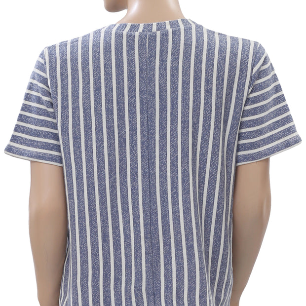 Anthropologie Striped Printed Blouse Top M
