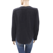 IRO Long Sleeve Black Cotton Blouse Top S