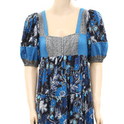 Ulla Johnson Floral Printed Puff Sleeves Midi Dress S