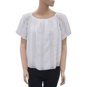 Anthropologie 孔眼刺绣白色衬衫上衣 XS