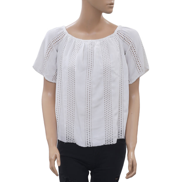 Anthropologie 孔眼刺绣白色衬衫上衣 XS