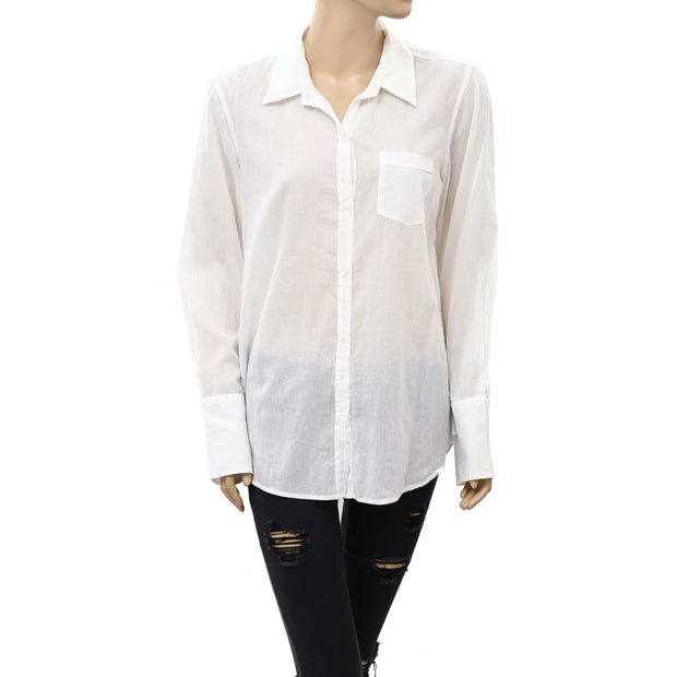 Nili Lotan Cotton Voile NL Buttondown Shirt Top