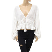 Free People Solid V Neck Crop Top S