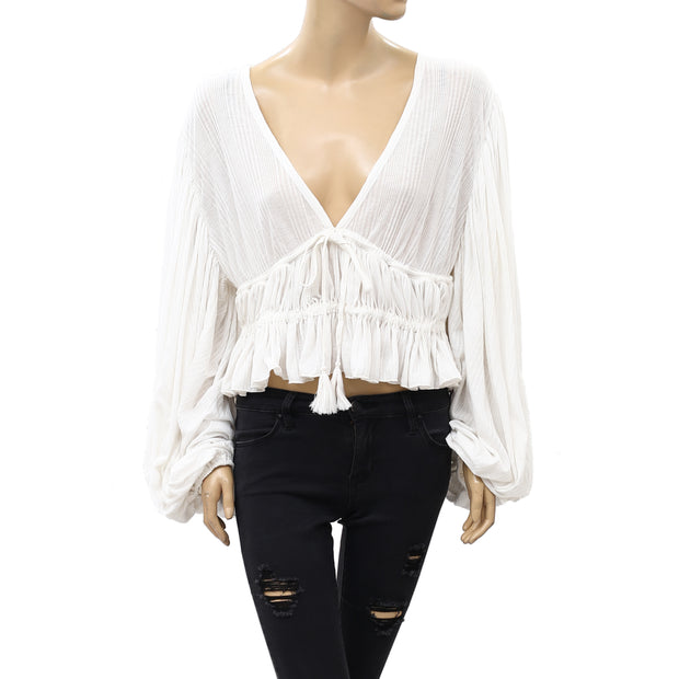 Free People Solid V Neck Crop Top S