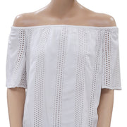 Anthropologie 孔眼刺绣白色衬衫上衣 XS