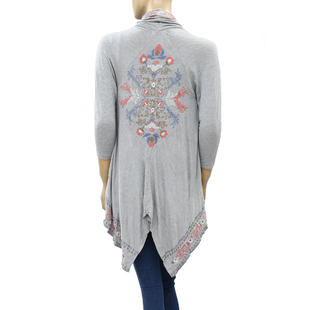 Caite Anthropologie Floral Embroidered Cardigan Top S