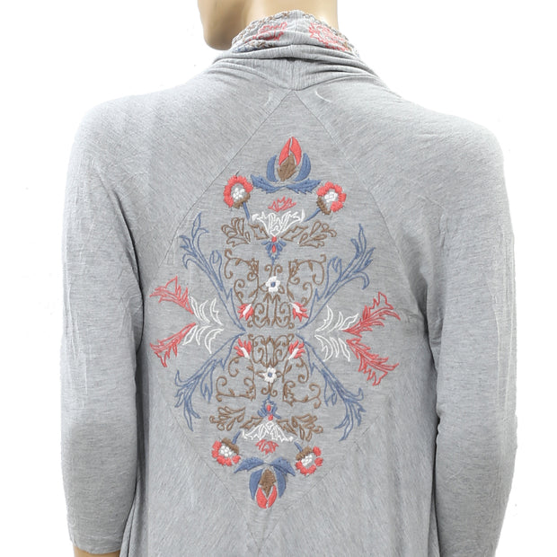 Caite Anthropologie Floral Embroidered Cardigan Top S