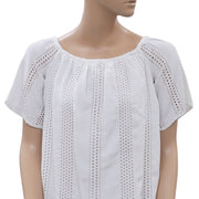 Anthropologie 孔眼刺绣白色衬衫上衣 XS