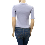 Maeve Anthropologie 小高领罗纹短款衬衫上衣