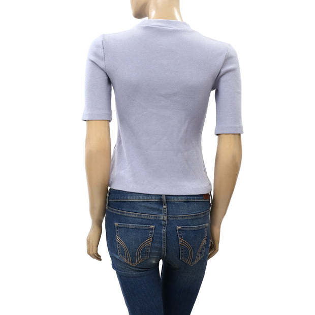Maeve Anthropologie 小高领罗纹短款衬衫上衣
