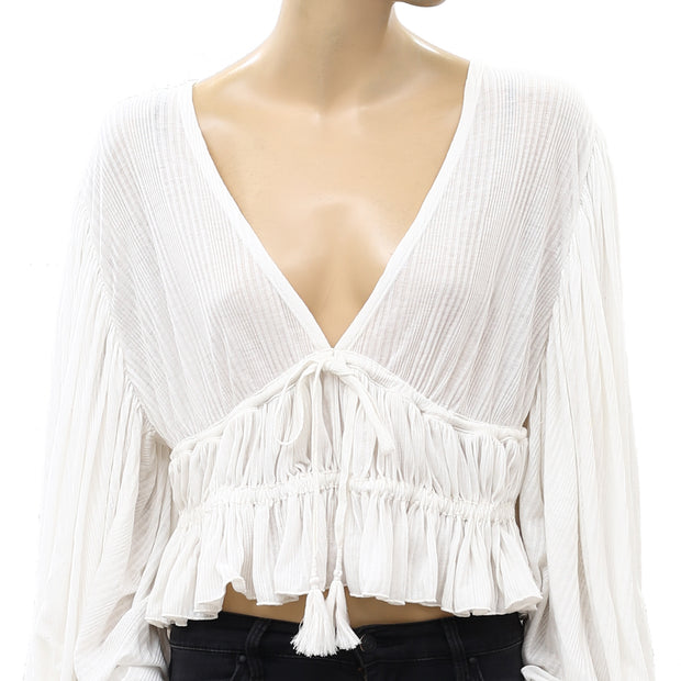 Free People Solid V Neck Crop Top S