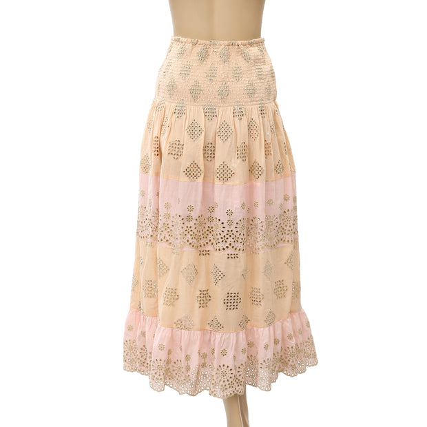 PQ Swim Anthropologie Namaste Evie Smocked Cover UP Tube Midi Dress Skirt