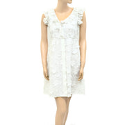 Sezane Eyelet Embroidered Ruffle Mini Dress XS