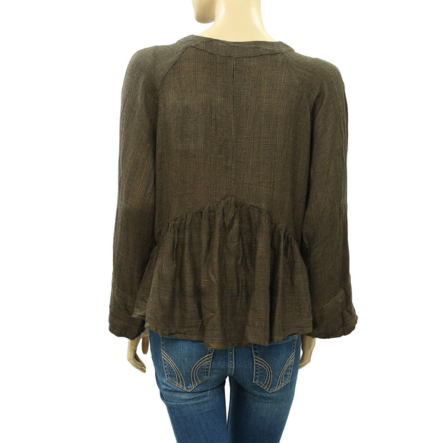 IRO Plaid Blouse Top S 36