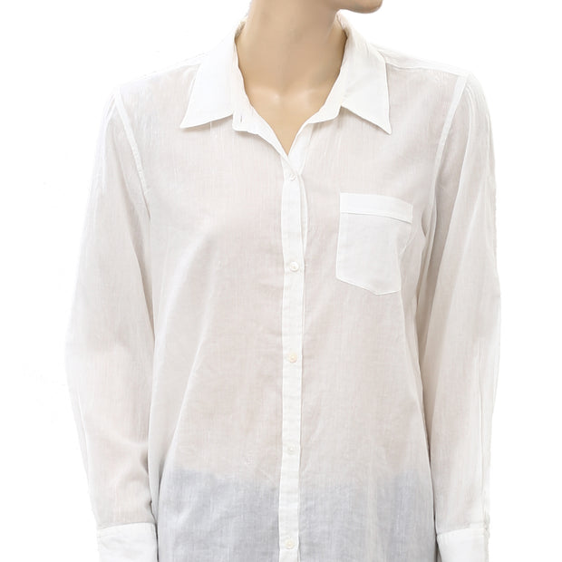 Nili Lotan Cotton Voile NL Buttondown Shirt Top