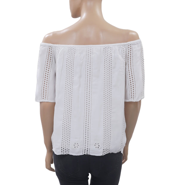 Anthropologie 孔眼刺绣白色衬衫上衣 XS