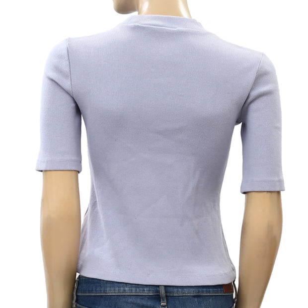 Maeve Anthropologie 小高领罗纹短款衬衫上衣