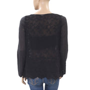 Odd Molly Anthropologie Embroidered Black Blouse Top XS-0