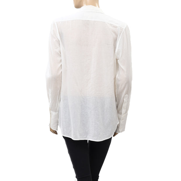 Nili Lotan Cotton Voile NL Buttondown Shirt Top