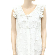 Sezane Eyelet Embroidered Ruffle Mini Dress XS