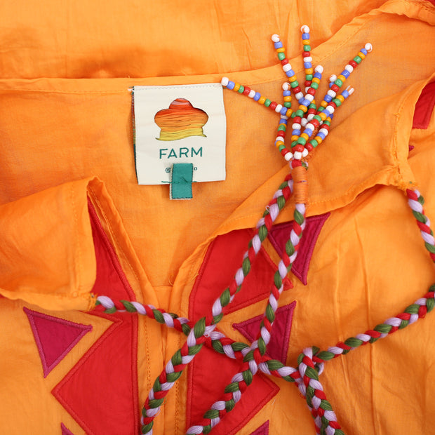 Farm Rio Anthropologie Orange Patchwork Maxi Dress