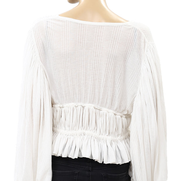 Free People Solid V Neck Crop Top S