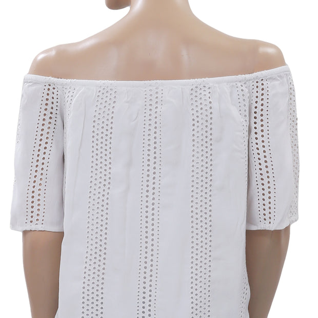 Anthropologie 孔眼刺绣白色衬衫上衣 XS