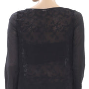 Odd Molly Anthropologie Embroidered Black Blouse Top XS-0