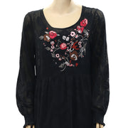 Odd Molly Anthropologie Floral Embroidered Midi Dress