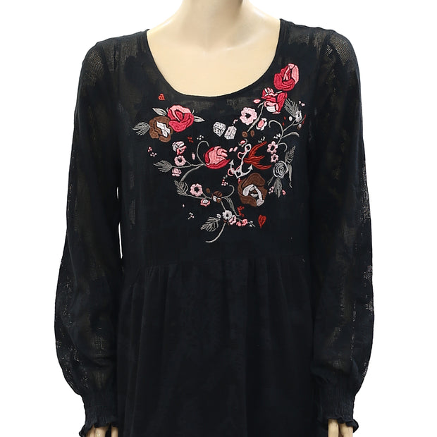 Odd Molly Anthropologie Floral Embroidered Midi Dress